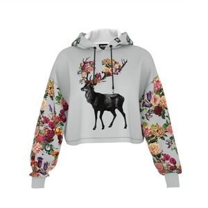 FRESHHOODS Women’s👩🏻Spring Itself Deer Cropped Hoodie Sz XXL